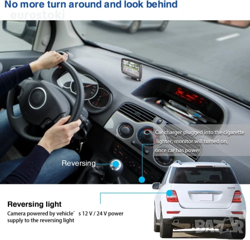 AUTO-VOX TD2 Безжичен комплект на камера за заден ход с 11 см LCD монитор, снимка 8 - Аксесоари и консумативи - 51344771