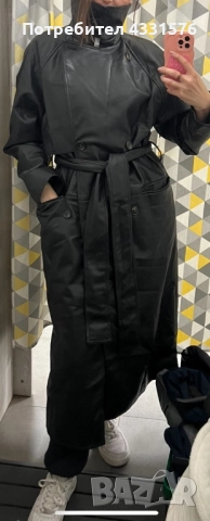 Черно  тренч яке WEEKDAY от ЭКО кожа, снимка 5 - Палта, манта - 52473302