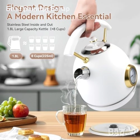 Нова Ретро електрическа кана 1.8L 3000W бързо кипене вода за дом офис, снимка 2 - Други - 51917470