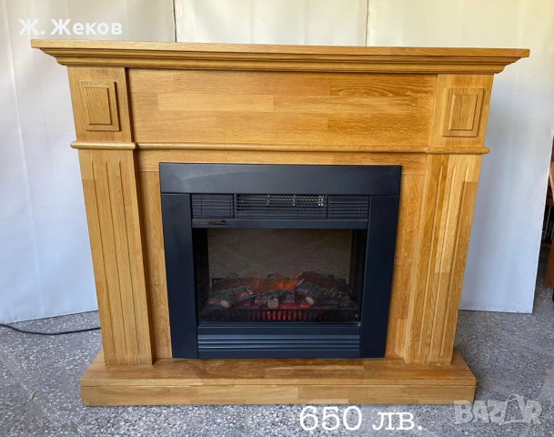 Електрическа камина с дъбов корпус