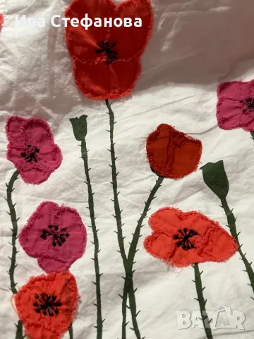 Wow нова елегантна бяла романтична 100 % памук памучна пола 3 D 3 Д макове , снимка 4 - Поли - 49859113