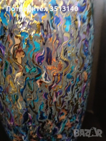Стъклена ваза ръчно декорирана 26 см, снимка 2 - Декорация за дома - 53921455