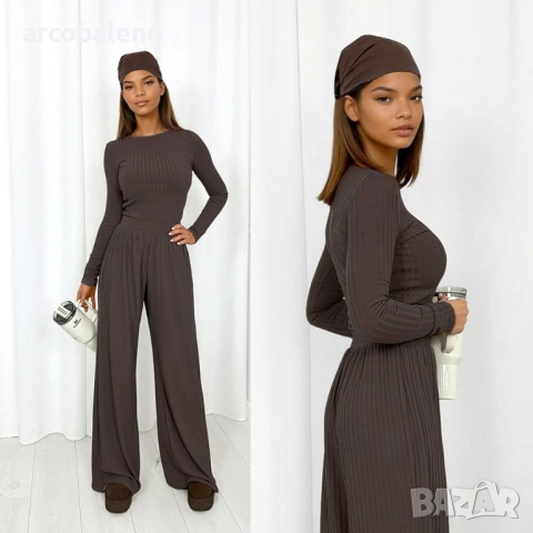 Дамски оребрен комплект от две части, 3цвята , снимка 3 - Комплекти - 52972234