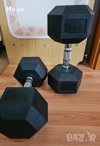 Хексагонални дъмбели 25кг., снимка 4 - Фитнес уреди - 52595561
