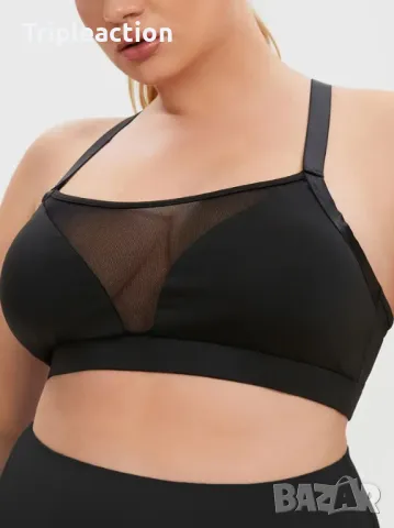 Дамски сутиен с мрежа, голям размер 4XL, Sports Bra, Stretchy Mesh Bra, Crisscross , снимка 2 - Бельо - 45631085