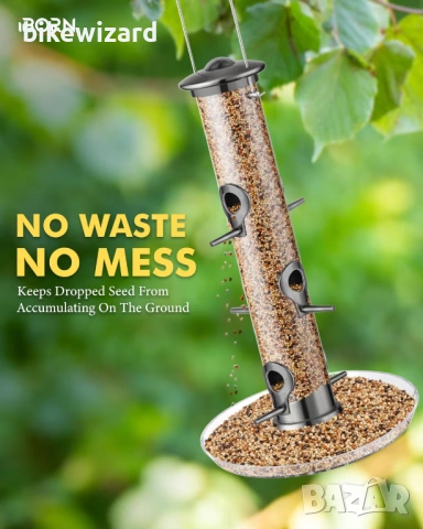 Хранилка за птици с топчета Suet Ball Station, 6 места за кацане – Черна, 38 см НОВА, снимка 3 - За птици - 53168629