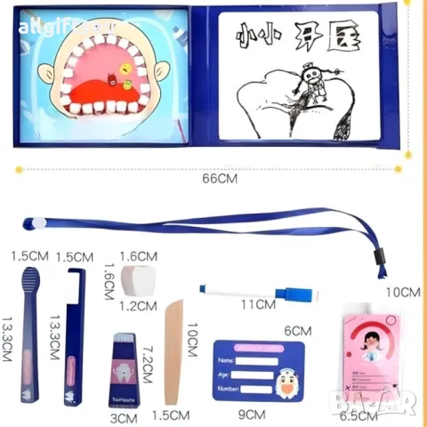 Интерактивен комплект Малък зъболекар - дървен комплект, монтесори, снимка 5 - Образователни игри - 47875454