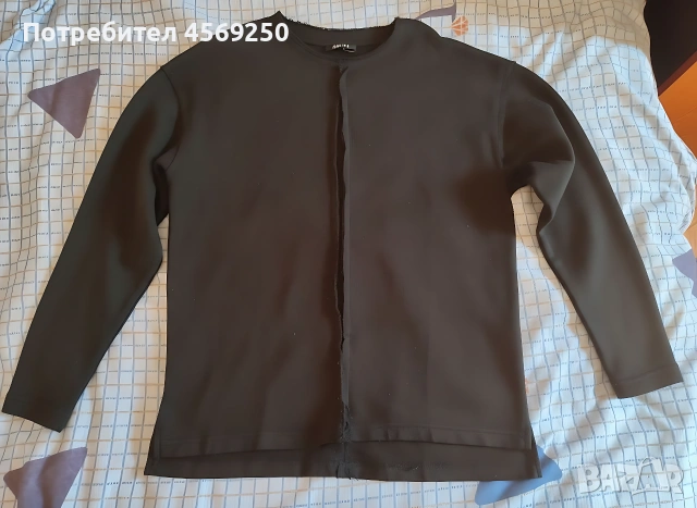 Мъжка черна блуза с дълъг ръкав и декоративен шев – Размер М, снимка 2 - Блузи - 53850431