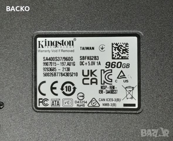 Хард диск Kingston 960Gb SSD, снимка 3 - Твърди дискове - 45386862