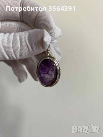 Сребърни обеци с Аметист, снимка 5 - Обеци - 52753375