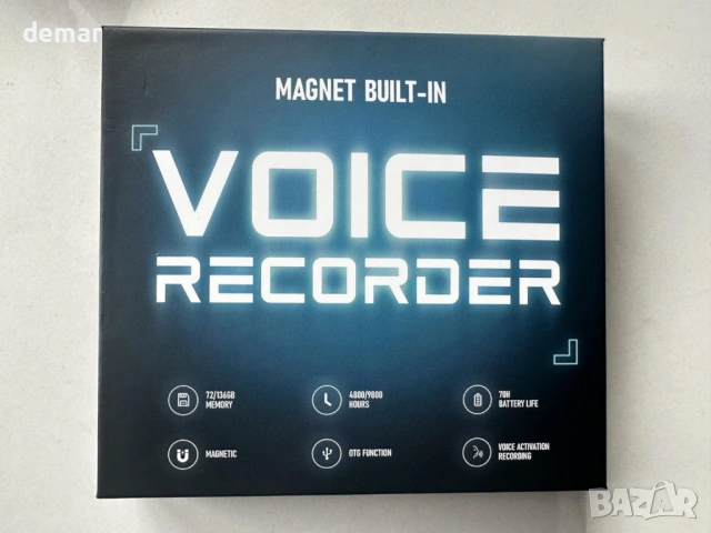 64GB магнитно устройство за запис с гласово активиране - Lymorvex гласов рекордер, снимка 2 - Други - 54217676