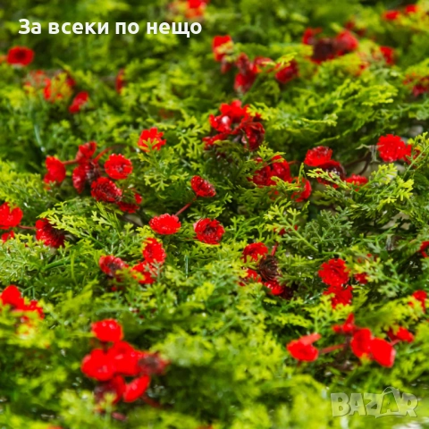 Зелено пано за стена с червени цветчета, 40*60см Код P1262, снимка 2 - Други - 51788474