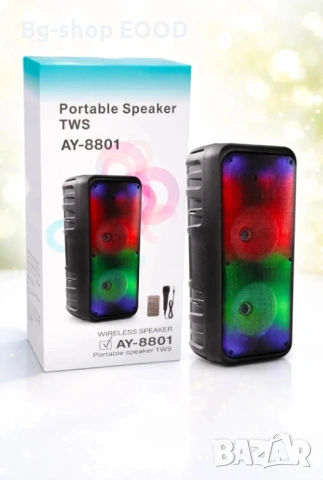 Безжична RGB тонколона с 2×8″ говорителя, Bluetooth, 1200 W, батерия 3000 mAh, снимка 5 - Тонколони - 53708394