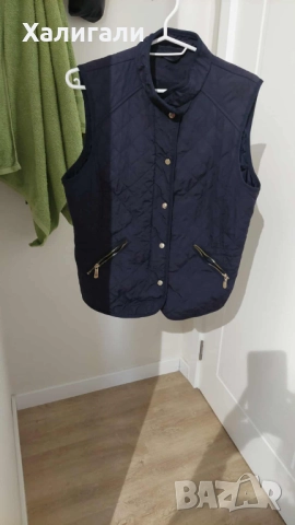 Елекq тънка грейка Зара Zara, тъмносин, втален, размер L, снимка 2 - Елеци - 51765814