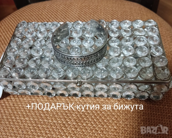 Масивна, сребърна ръчно изработена гривна Индия+подарък кутия за бижута, снимка 2 - Гривни - 53156414