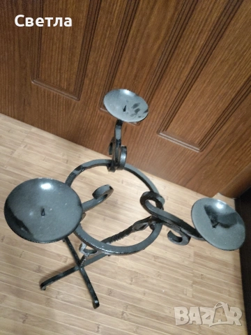 Свещник ОТ КОВАНО ЖЕЛЯЗО, снимка 3 - Антикварни и старинни предмети - 53463006