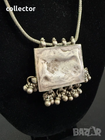 Сребърен индийски амулет / муска / мощохранилница. №8105, снимка 7 - Антикварни и старинни предмети - 54200023