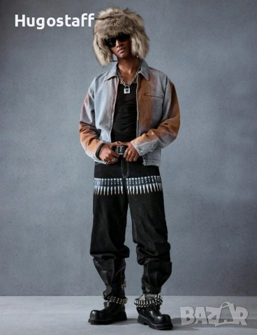 Ново мъжко дънково яке риза с цип спрей деним памук ХЛ, снимка 9 - Якета - 52476730