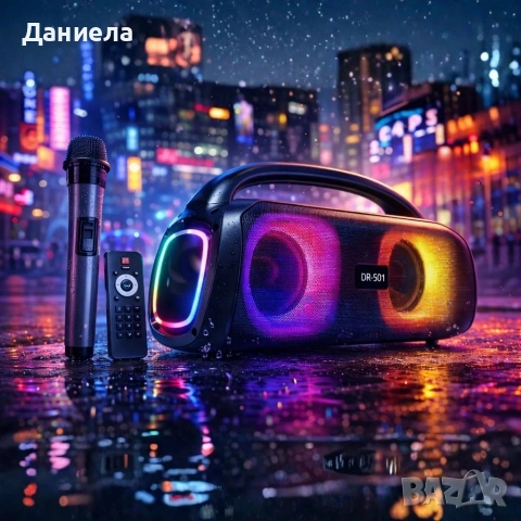 Парти тонколона 2 × 5.25" – 40 W RMS, Bluetooth, RGB LED светлини, батерия 3600 mAh, снимка 4 - Тонколони - 53196549