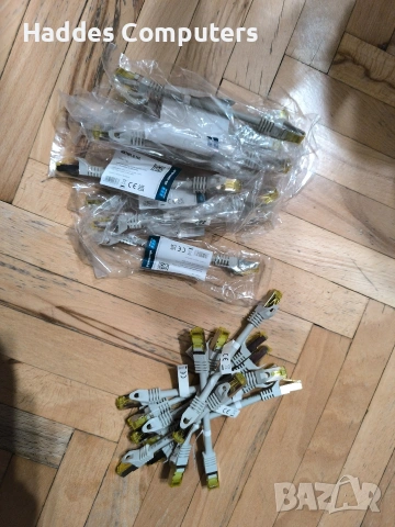 RJ45 Пач корда S/FTP, кат. 6a, LSZH, кат. 7 Raw cable, сива 15см.