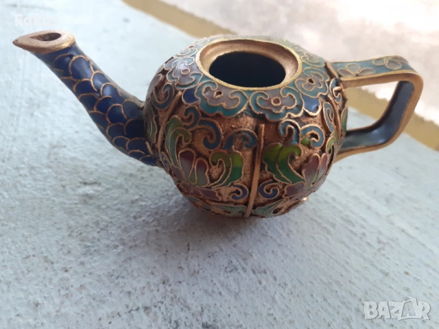 Малко чайниче Клоазоне cloisonne, снимка 5 - Антикварни и старинни предмети - 53456922