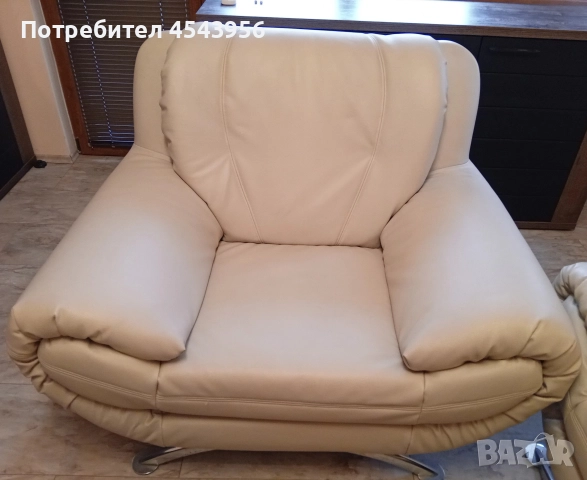 Комплект дивани 2бр и фотьойл, естествена кожа, снимка 3 - Дивани и мека мебел - 52085208
