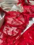 Комплект дамско бельо от пет части с пера в червено, снимка 4