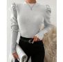 Дамска блуза с ефектни ръкави в сиво , снимка 1 - Блузи с дълъг ръкав и пуловери - 45439544