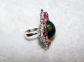 925 сребърен пръстен с голям огнен опал 19х14мм, подходящ за подарък, снимка 6