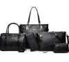 Комплект от 6 броя луксозни дамски чанти /Цвят: Черен;, снимка 1 - Чанти - 45916747