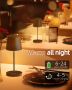 Quntis Акумулаторна безжична настолна LED лампа с възможност за димиране с докосване, черна, снимка 5
