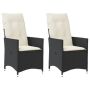 vidaXL Накланящи градински столове с възглавници 2 бр черни полиратан*SKU:365645