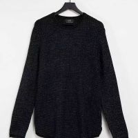 Мъжки плетен пуловер Bershka, 72% акрил, 28% полиестер, Черен, XL, снимка 1 - Пуловери - 45575126