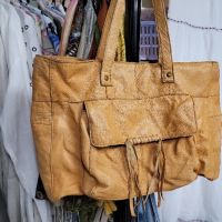 естествена кожа голяма чанта,натурален кафяв цвят  PIECES , снимка 14 - Чанти - 45840595