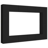 vidaXL Комплект ТВ шкафове от 8 части, черен, ПДЧ(SKU:3078819, снимка 1 - Шкафове - 45078912