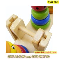 Монтесори дървена образователна играчка, Везна за баланс и сортиране с цветни фигури - КОД 3575, снимка 5 - Образователни игри - 45265678