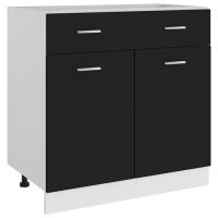 vidaXL Долен шкаф с чекмедже, черен, 80x46x81,5 см, ПДЧ（SKU:801237, снимка 1 - Шкафове - 45187932