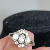 Красив сребърен пръстен Цвете маркиран с циркони, снимка 5 - Пръстени - 45860902