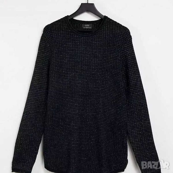 Мъжки плетен пуловер Bershka, 72% акрил, 28% полиестер, Черен, XL, снимка 1