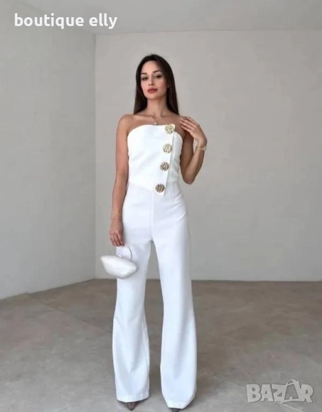 елегантен дамски гащеризон в черно и бяло, снимка 1