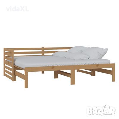 vidaXL Разтегателно дневно легло меденокафяво бор масив 2x(90x200) см(SKU:806963, снимка 1