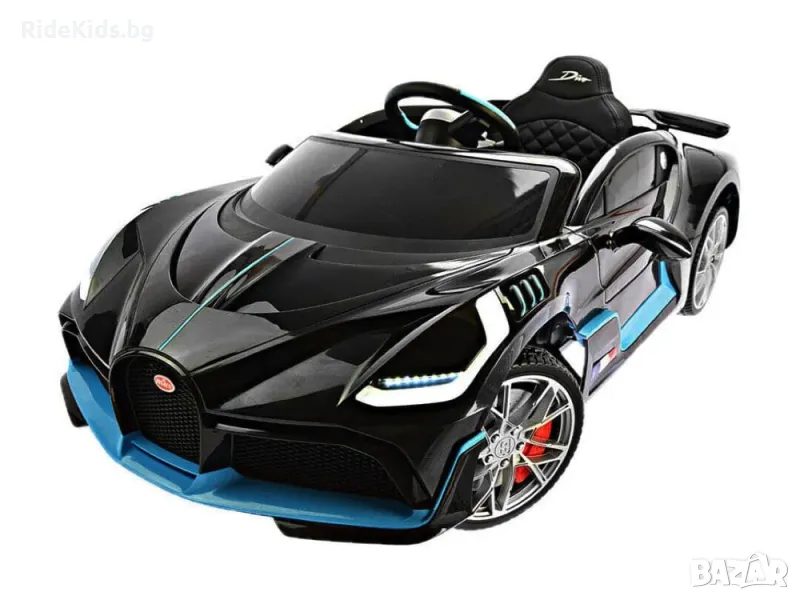 Bugatti Divo 12V – Детска акумулаторна кола, Черна, EVA гуми, снимка 1