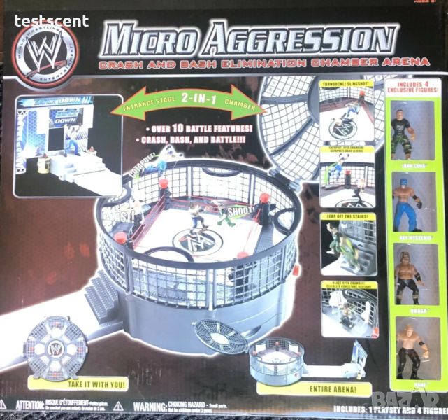 WWE Micro Aggression Crash and Bash Elimination Chamber Arena Collectable Set сет от играчки 2008, снимка 1