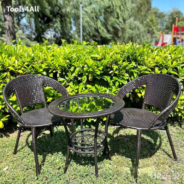 Ратанов комплект Маса и 2 стола, 3 цвята, снимка 1