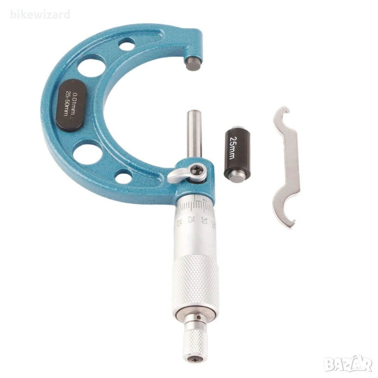 микрометър с точност 0,01 мм, неръждаема стомана – 25–50 мм НОВ, снимка 1