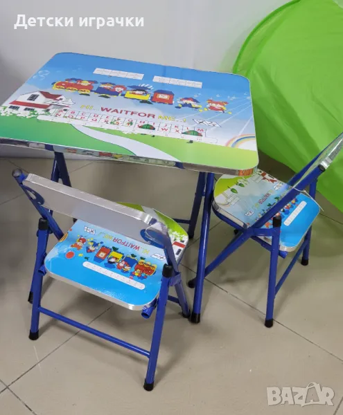 Детска маса с две столчета сгъваем комплект , снимка 1