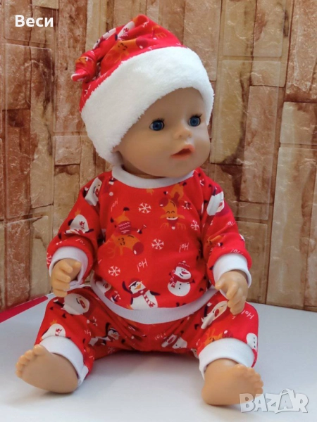 Коледни дрешки за кукли Бейби борн, снимка 1