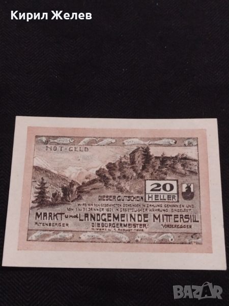 Банкнота НОТГЕЛД 20 хелер 1921г. Австрия перфектно състояние за КОЛЕКЦИОНЕРИ 45066, снимка 1