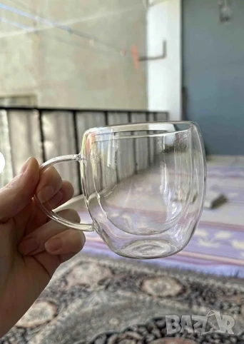 Стъклена чаша за кафе с двойно дъно 200ml, снимка 1
