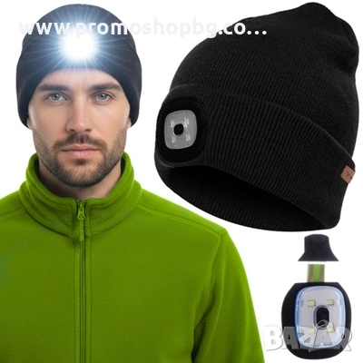 Зимна шапка с фенер Trizand - ЧЕРЕН или ЖЪЛТ цвят, снимка 1